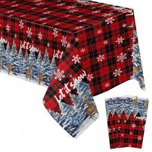 3 Packs/1-Pack Christmas Check Tablecloth, Snowflake Tablecloth, Buffalo Check Tablecloth, 51 X 86 Inches Disposable Rectangular Red And Black Buffalo Check Tablecloth, Suitable For Christmas Atmosphere Party Decoration And Winter Holidays