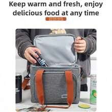 1PC Set Of Multi-Purpose Insulated Food Tote Bag With Multiple Colors And Double-Layer Heat-Resistant Lunch Bag, Suitable For Hot Dishes And Cold Drinks, Student School Supplies, Office Lunch Bags Or Home Picnic Coolers, Practical Household Items And Gift Creativity - Hai lớp màu xám - Xem 7