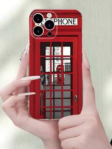 Fashionable And Popular Red Telephone Booth Pattern Premium Soft Protective Phone Case Suitable For Compatible With Samsung Galaxy S21/22/23/24/25 Ultra/FE+,A73/72/71/55/54/53/52/51/35/34/33/25/24/22/16/15/14/13/12,As Well As,Phone17,17Air,17pro,17pro Max,16, 15, 14, 13, 12, 11, PRO MAX, Is A Thoughtful Birthday Gift For Girlfriend, Boyfriend And Friends - 彩色 - 查看 2