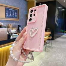 Ốp điện thoại DIY ngọc trai, tương thích với iPhone 17/16/15 PRO MAX/15 PLUS/15 PRO/15/14 PRO MAX/14 PLUS/14 PRO/14/13 PRO MAX/13 PRO/13/12 PRO MAX/12 PRO/12 PRO MAX/11 PRO/11/XS MAX/XR/XS/7/8 PLUS/ Ốp bảo vệ trong suốt chống sốc, ốp điện thoại giả ngọc trai kèm dây đeo cổ tay, tương thích với Samsung Galaxy A14 A34 A54 A15 A25 A35 A55 S23 S23Plus S23ultra S23fe S24 S24plus S24ultra S24fe S25 S25plus S25ultra, phù hợp với Note 13/14 Promax - Hồng - Xem 2