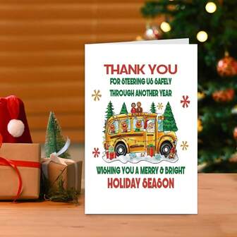1PC, School Bus Driver Christmas Gifts, Funny Merry Christmas Card For School Bus Driver, Holiday Card With Warm Wishes And Love