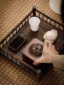 1pc Solid Walnut Wood Incense Burner - Dragon & Phoenix Lid Walnut Wood Zen Tea Ceremony Incense Burner Home Decor Chinese Style Indoor Agarwood Incense Stick Holder With Perforated Lid - Multicolor - View 10