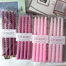 4pcs 10-Inch Spiral Candles, Light/Dark Pink/Muted Color Series, Suitable For Home Decor, Wedding Decor, Dining Table Decor, Best Friend Gifts, Women's Gifts, Winter Gifts, Birthday Decor, Candlelight Dinner, Candle Holders, Formal Dinner, Wedding - Multicolor - View 6