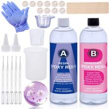 QIAO Bộ dụng cụ nhựa Epoxy - 100/200/408/500/1000ml, Công thức mới, Trong suốt như pha lê, Độ bền cao, Không bọt khí, Chống ố vàng, Thích hợp cho đúc, DIY, nghệ thuật nhựa, làm khuôn, làm đồ trang sức, v.v., Dễ dàng pha trộn theo tỷ lệ 1:1. - Màu xanh lam - Xem 10