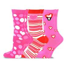 Women's Valentine's Day Crew Socks - 3 Pair Pack - Love Heart Cotton Socks For Women - Comfortable Casual & Dress Socks - Gift Idea - 如圖718 - 查看 2