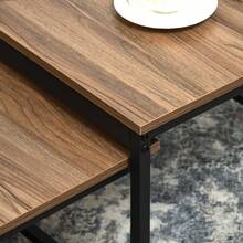 Coffee Table Set Of 2 Side Tables In Industrial Design Living Room Table With Wood Look And Steel In Natural - 1 - View 7