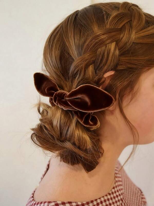 1pc Minimalist Solid Color Cute Scrunchies, Rabbit Ear Design, Hair Ties, Scrunchie Hair Ties, Versatile Hair Accessories,Suitable For Daily Life & Commuting, Washing Face,Party, Commute, Vacation, Hair Styling, Makeup And Outfit Accessories Scrunchy Hair Ties ,Ponytail Holders ,Hair Elastics ,Hair Rubber Bands ,Hair Rope ,Elastic Hair Tie