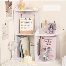 1pc White 3-Tier Corner Desk Organizer Rack, Vertical Wall Mount Shelf, Storage Rack For Bedroom, Dorm, Office - White - View 6