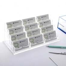 1pc High-End Transparent Acrylic Business Card Holder, Large Capacity Front Desk Card Organizer, Creative Desktop Business Card Display Stand