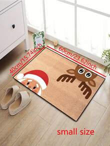 1 pièce Paillasson de Noël avec motif amusant de renne et Père Noël qui dépasse, style minimaliste de vacances, tapis en fibre de polyester lavable en machine, convient pour le salon, la cuisine, la chambre, l'entrée, la décoration de la maison, la décoration de la pièce, décorations de Noël toute saison