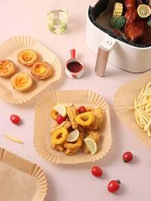 50/100 /200 Air Fryer Liners, Non Stick Paper For Baking, Baking, And Microwave Ovens - Easy To Clean, Single Sheet Paper For Healthier Cooking - Hotel And Commercial Use, Tray Non Stick Silicone Paper, Kitchen Accessories - Primary Color Square - View 7