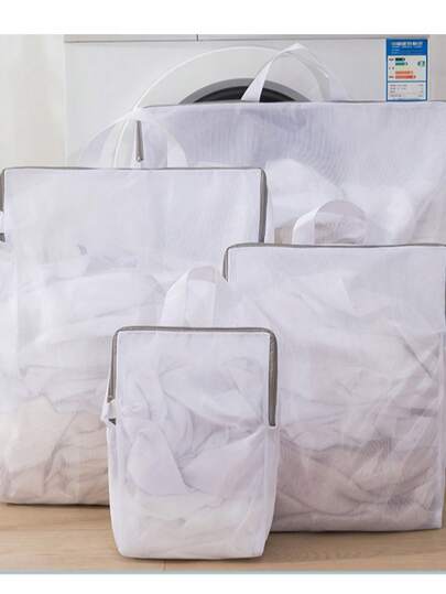 1-Pack White Laundry Wash Bag With Handles - Honeycomb Mesh Delicates Protector For Bras/Sweaters/Socks, Snag-Proof Thick Mesh Washing Machine Bag For Underwear & Clothes | Christmas Holiday Gift Essentials (Home & Travel Use)