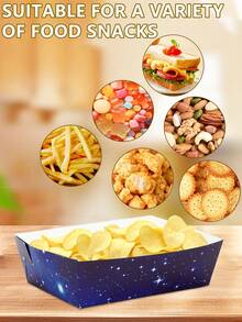 10pcs/20pcs/50pcs Outer Space Birthday Party Decorations Packs Space Themed Solar System Planet Nacho Boats Severing Food Trays Plates For Spach Theme Astronaut Galaxy Party Supplies - Nhiều màu - Xem 5