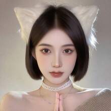 1pair Halloween Cute Cat Ears Animal Ears Headband Hair Clip - trắng - Xem 3