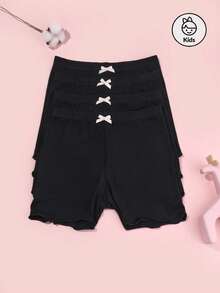 4件套女童无缝透气莫代尔安全短裤夏季薄款内裤 - 黑色 - 查看 1