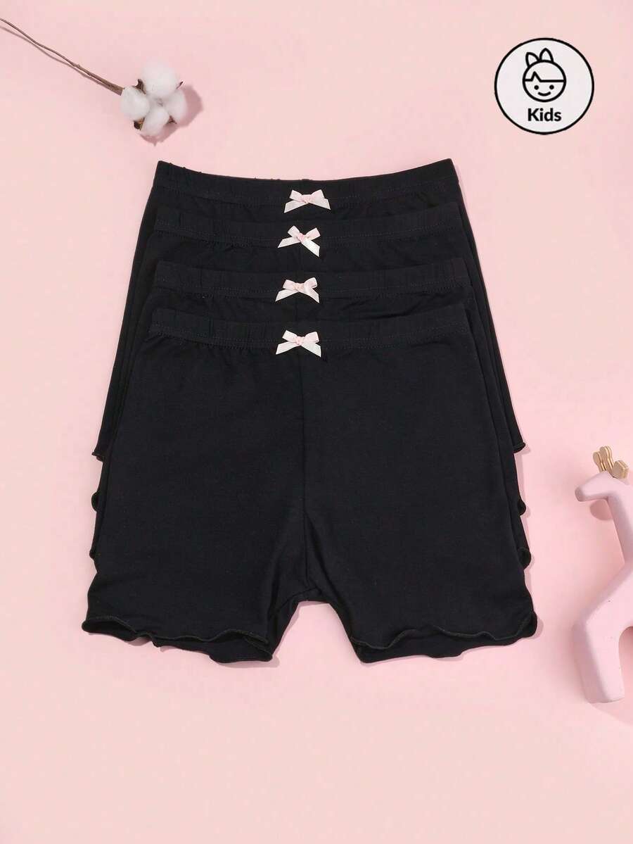 4件套女童无缝透气莫代尔安全短裤夏季薄款内裤 - 黑色 - 查看 1