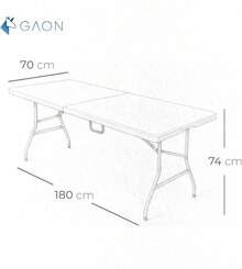 GAON. Mesa Plegable de Plastico Tipo Portafolio 1.80 Metros Portatil para Jardin Interior y Exterior (180.) - negro - Ver 2