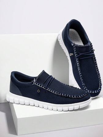 Men's Lightweight Casual Loafers Non-Slip Comfort Walking Shoes Outdoor Fitness Sneakers Flat Shoes Traveling Shoes Dark_Blue
