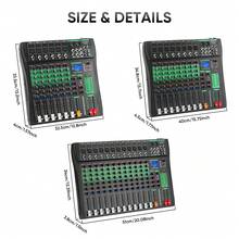 6/8/12/16-Channel Audio Mixer, Professional Music Mixing Board With Reverb, Digital DJ Mixing Console, Equipped With 48V Phantom Power And USB Port, Suitable For Recording, Karaoke And Podcasting - 查看 11