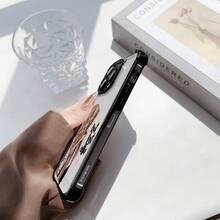 Funda de teléfono para el cabello de la niña del café compatible con iPhone 17,16, 15, 14, 13, 12, 11 Pro Max, X, XR, XS Max, 8, 7 Plus, cubierta trasera suave transparente a prueba de golpes. - Negro - Ver 7