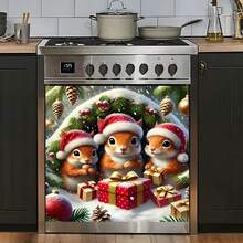 1 pieza Imán plano con estampado de ardilla navideña, fácil de limpiar en lavavajillas, sin necesidad de adhesivo, apto para electrodomésticos de cocina (lavavajillas, refrigerador), decoración navideña, accesorios estacionales para el hogar, lavable y reutilizable, decoración interior