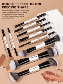 MAANGE 3/10Pcs Professional Facial Double-Ended Makeup Brush Set,With Makeup Bag,Bevel&Taper Foundation Brush Contour Brush Blush Brush Powder Brush Eyeshadow Brush Concealer Brush Highlight Brush Smudge Brush,Makeup Tools With Soft Fiber For Easy To Carrying,Set For Travel,Gift For Women&Girls