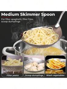 1Pc 201 Stainless Steel Spider Strainer Skimmer - Extra Long Heat Resistant Handle For Noodles, Frying, Pasta & Drain Oil