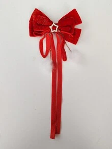 1pc Adult Versatile Accessory Sweet Girl Glitter Bow Ribbon Tassel Durable Non-Damaging Duck Clip Side Bangs Hair Clip Hair Pin Suitable For Holidays, Parties, Birthdays, Travel, Daily Use, Cute Accessories, Claw Clips