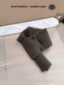 Kids Autumn/Winter Knitted Cross Scarf, Infant Multi-Functional Warm Wool Neck Warmer, Baby Boys/Girls Decorative Scarf - Scarf Button Color Random - Multicolor - View 10