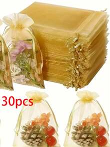 10pcs/20pcs/30pcs 4x6 Inches Luxurious Organza Drawstring Jewelry Pouches - Wedding Party Christmas Favor Gift Bags & Organizers - Reusable, Soft, And Durable Black Gift Wrapping Accessories - Multicolor - View 28