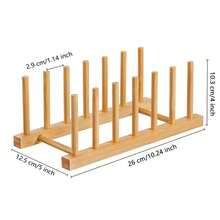 Bamboo Wooden Dish Drying Rack, Vertical Pot Lid Plate Organizer Holder For Cabinet Space Saver, Cutting Board Rack Stand, Pot Lid Holder Kitchen Cabinet Organizer Dish Drying Rack, Baking Pan Drainer, Detachable Book Storage Holder For Office Home Organization And Display, Home Decor, Party & Christmas Storage - 彩色 - 查看 2