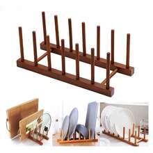 Bamboo Wooden Dish Drying Rack, Vertical Pot Lid Plate Organizer Holder For Cabinet Space Saver, Cutting Board Rack Stand, Pot Lid Holder Kitchen Cabinet Organizer Dish Drying Rack, Baking Pan Drainer, Detachable Book Storage Holder For Office Home Organization And Display, Home Decor, Party & Christmas Storage - 彩色 - 查看 11