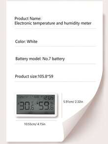 LCD Dual Display (Temperature & Humidity/Clock) Digital Thermometer Hygrometer, Battery Operated, Suitable For Bedroom, Study, Greenhouse