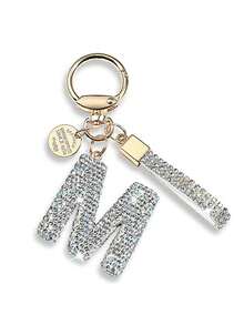 1 buc breloc nou cu 26 de litere cu stras, pandantiv personalizat drăguț, accesoriu pentru geantă de femei, breloc auto, breloc auto cu stras din aliaj, rucsac agățat decorare geantă cu suport de identificare accesorii auto brelocuri pentru geantă - Șampanie - Vizualizare 7