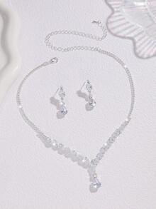 3入組精美高端立方氧化鋯鑲嵌項鍊和耳環套裝，百搭風格適用於女士日常穿著，婚禮、派對、節日、度假禮品