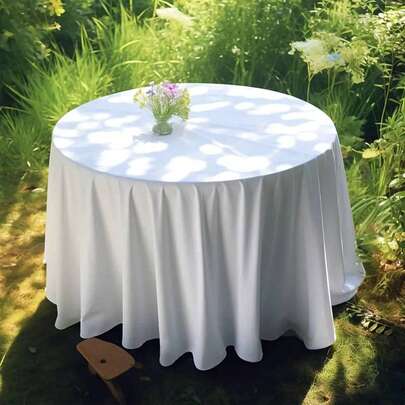 1pc Washable Round Tablecloth, White Table Cover, Multiple Sizes, Suitable For Graduation Gifts, Bachelor Party Favors, Bridesmaid Gifts, Father's Day Gifts, Halloween Decorations, Halloween Gifts, Bridal Shower Favors, Wedding Guest Favors, Birthday Party Decorations And Wedding Items, Weddings, Birthday Parties, Anniversaries, Holidays, Graduations