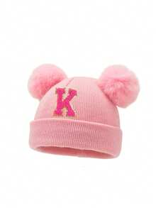 1 Mũ len thêu cá nhân hóa cho trẻ mới biết đi Mũ len 26 chữ thủ công cho bé gái Mũ đầu lâu cho trẻ sơ sinh, bé gái mặc hàng ngày từ 0-3 tuổi - Hồng - Xem 8