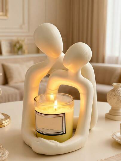 1 Piece Creative Couple Figurines Sculpture Candle Holder For Modern Home Decoration Such As Living Room, Desk, Bedroom Bedside Table, Etc. Anniversary Gift For Mom, Valentine's Day Gift Christmas Warm Decoration Candlestick Gifts(Please Confirm Whether The Product Size Is Appropriate Before Purchasing)