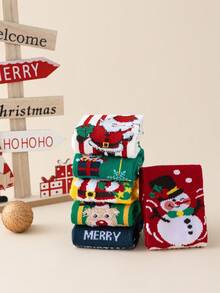3 Pairs Snowman & Santa Claus Cartoon Mid-Calf Socks, Boys Girls Kids Breathable Socks, Baby Socks Suitable For Christmas Gifts - Multicolor - View 6