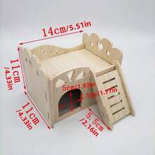 1 Peça Dormitório de Madeira Sólida para Hamster, Prancha de Estiletes, Vila Dupla Camada Urso Dourado, Vila de Madeira Sólida para Hamster, Suprimentos para Hamster, Labirinto e Esconderijo de Madeira Multiambiente para Hamster, Escada de Três Cômodos, Brinquedos de Madeira Sólida Multiambiente para Hamster, Etc. Fornece Atividades Divertidas e Suprimentos de Nidificação Confortáveis para seus Animais de Estimação