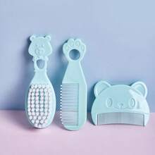3件套婴儿熊造型梳子套装，包含发刷、沐浴刷、新生儿乳痂刷、卡通熊造型梳理套装 - 彩色 - 查看 8