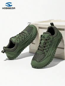 HOBIBEAR (小 1 码) 2025 新款男士低帮系带休闲时尚运动鞋，舒适透气宽头跑步鞋，适合所有季节