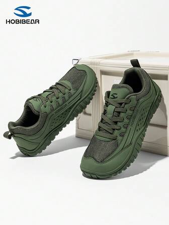 HOBIBEAR (Talla pequeña 1 talla) Nuevos tenis casuales de moda de cordones de caña baja para hombres 2025, zapatos deportivos cómodos y transpirables de punta ancha, adecuados para todas las estaciones