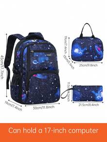 Set de rucsac cu imprimeu Star Element, capacitate mare, buzunare multiple, bretele reglabile, închidere cu fermoar, potrivit pentru școală, serviciu, călătorii, sport, unisex, excelent pentru întoarcerea la școală sau cadou de Crăciun