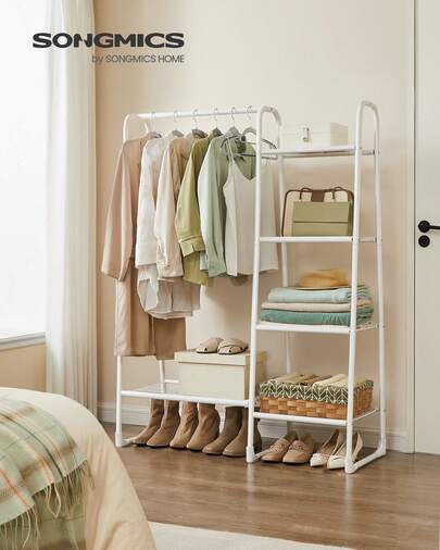 Clothes Rack 5 Shelves Metal Frame 40 x 101.7 x 153.3 cm for Bedroom Living Room Entryway