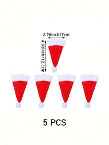 1/5/10 pièces Porte-couverts de chapeau de Noël, mini porte-couverts en tissu non tissé du Père Noël, décorations de sucette et de bouchon de bouteille de vin, décoration de table de dîner pour la fête de Noël, Thanksgiving et autres occasions festives, Noël