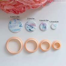 4Pcs/Set 4Sizes 0.5in/0.75in/1in/1.25in Rounded Square/Circle/Bria/Half Circle Organic Shape Polymer Clay Cutters Clay Supplies For DIY Earring Makings - Apricot - View 10