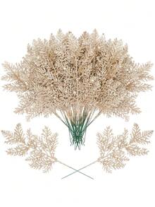 10pcs Artificial Christmas Tree Ornaments, Faux Cedar Leaves, Suitable For Home Decor, Wreaths Christmas Decorations Room Decor