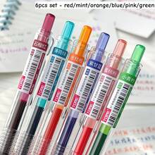 2/3/4/6/12pcs Color Gel Pens Set, Click Type Transparent Barrel Fresh Colors Quick-Dry Ink 0.5mm Ballpoint For Drawing Daily Writing, Office Student Back To School Gift - Multicolor - View 15