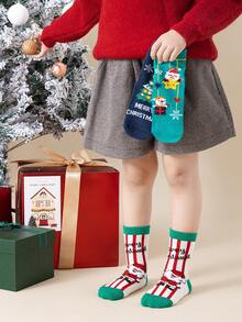 3 Pairs Snowman & Santa Claus Cartoon Mid-Calf Socks, Boys Girls Kids Breathable Socks, Baby Socks Suitable For Christmas Gifts - Multicolor - View 9